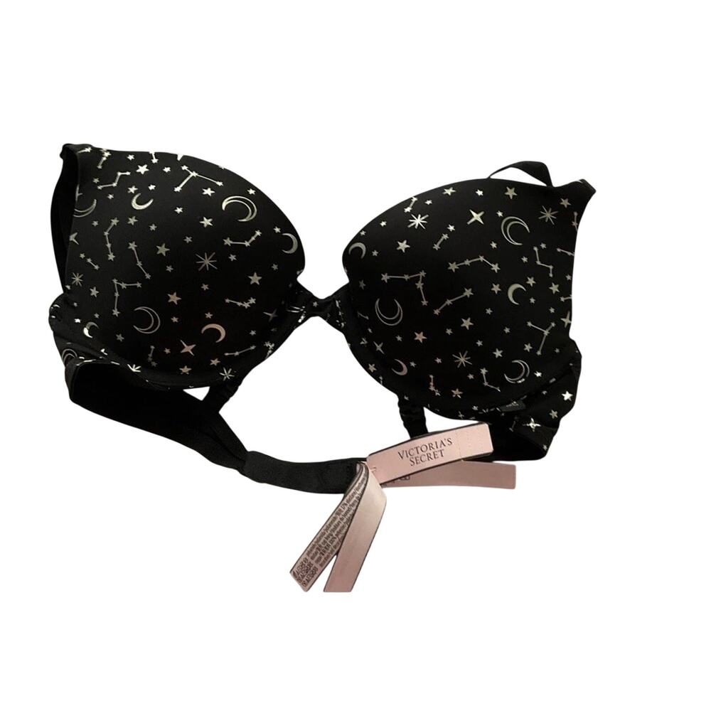 Victoria’s Secrets Bra Size 32b Black With Silver Constellations